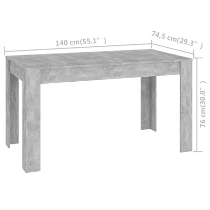 Eettafel 140X74,5X76 Cm Spaanplaat Betongrijs - Design Meubelz