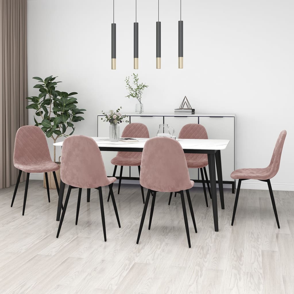 Eetkamerstoelen 6 St Fluweel Roze - Design Meubelz