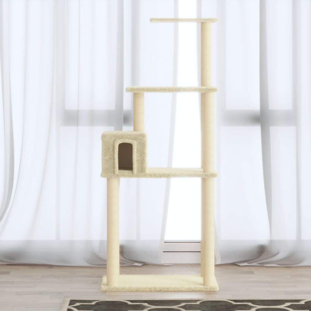 Kattenkrabpaal Met Sisal Krabpalen 147 Cm Crèmekleurig crème - Design Meubelz