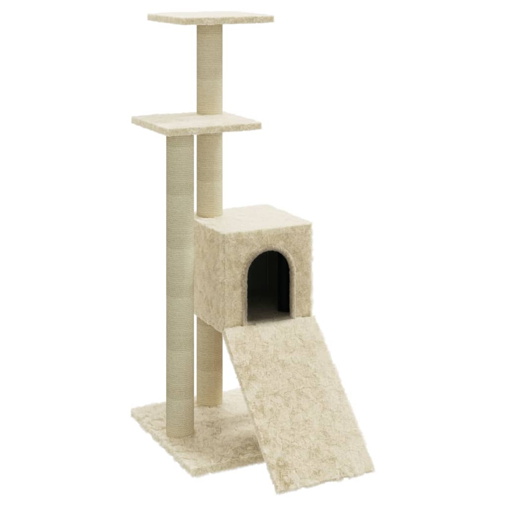 Kattenmeubel Met Sisal Krabpalen 92 Cm Crèmekleurig crème - Design Meubelz