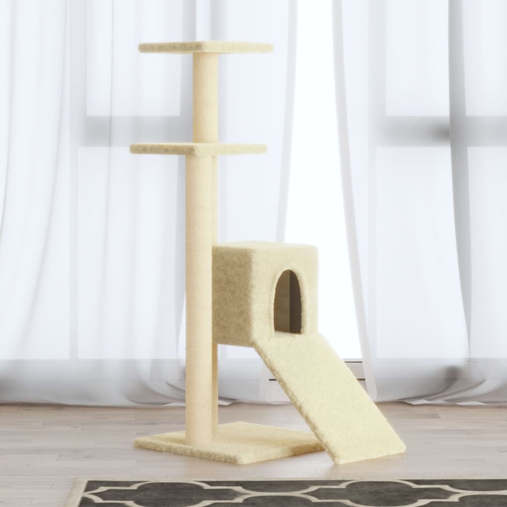 Kattenmeubel Met Sisal Krabpalen 92 Cm Crèmekleurig crème - Design Meubelz