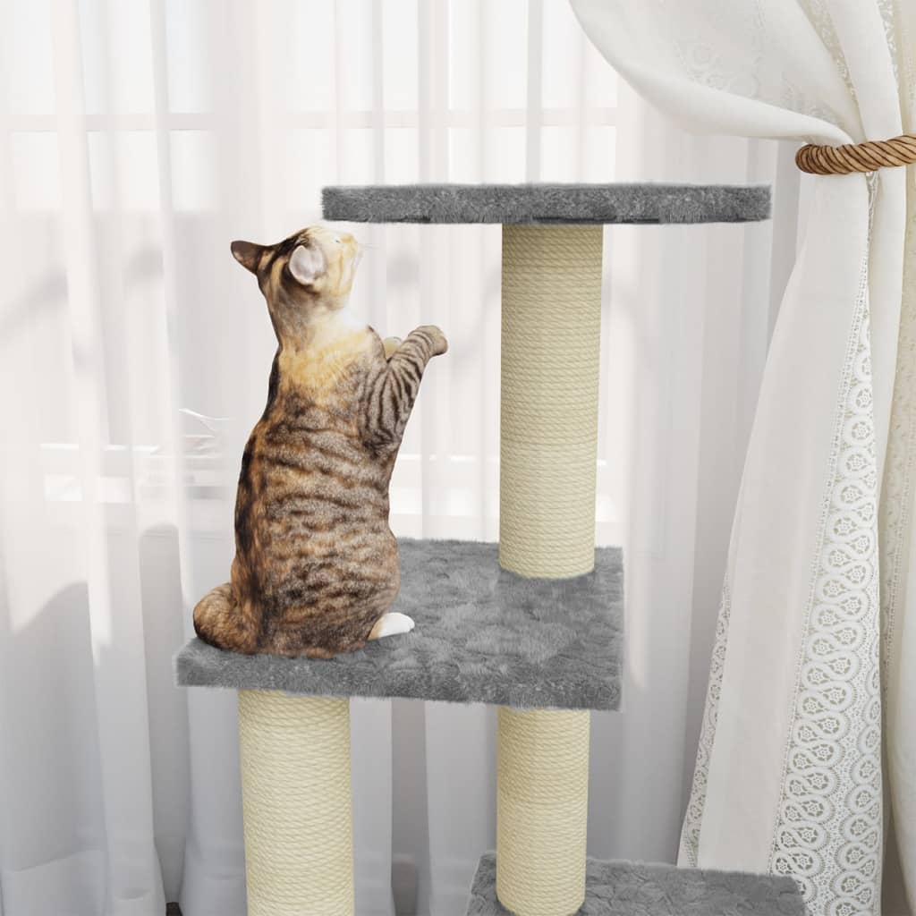 Kattenmeubel Met Sisal Krabpalen 92 Cm Lichtgrijs Lichtgrijs - Design Meubelz