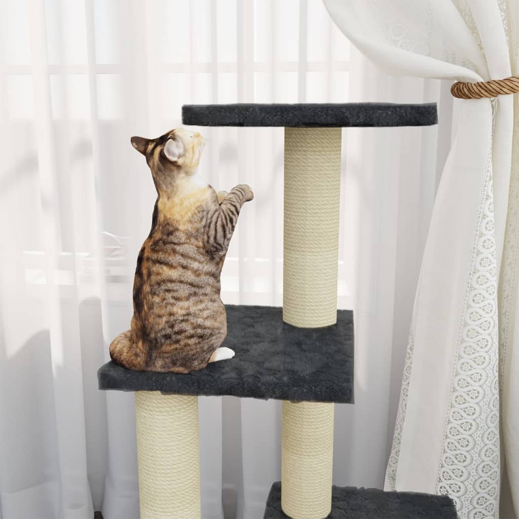 Kattenmeubel Met Sisal Krabpalen 92 Cm Donkergrijs Donkergrijs - Design Meubelz