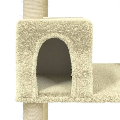 Kattenmeubel Met Sisal Krabpalen 141 Cm Crèmekleurig crème - Design Meubelz