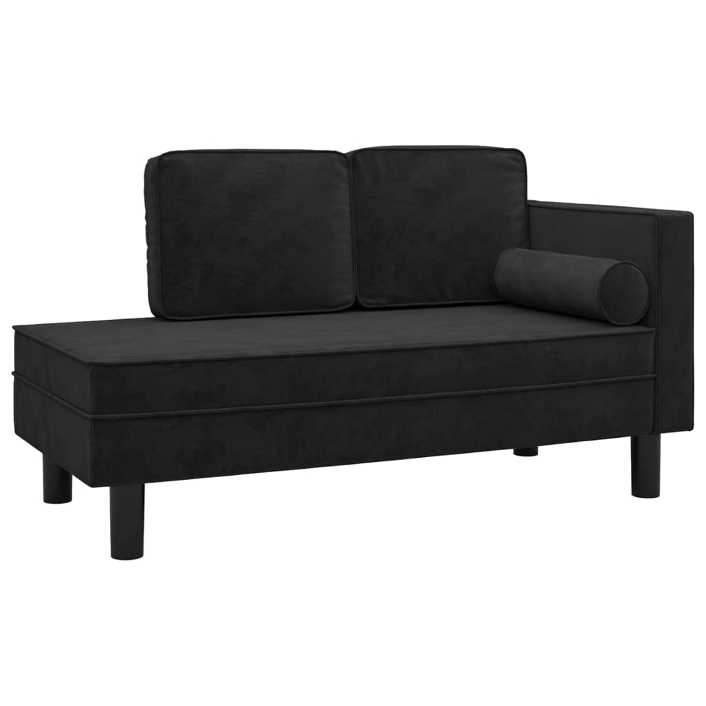 Chaise Longue Met Kussens En Bolster Fluweel Zwart - Design Meubelz