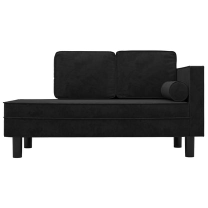 Chaise Longue Met Kussens En Bolster Fluweel Zwart - Design Meubelz