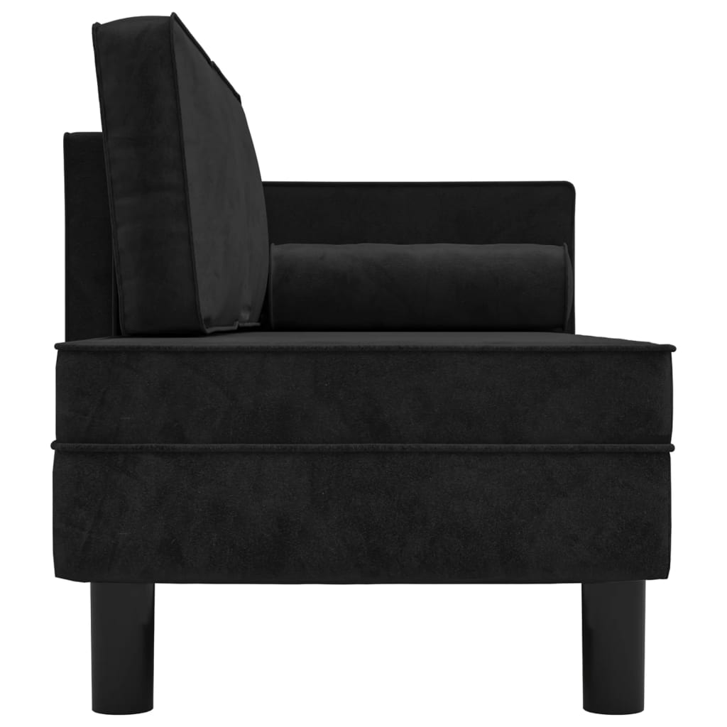 Chaise Longue Met Kussens En Bolster Fluweel Zwart - Design Meubelz