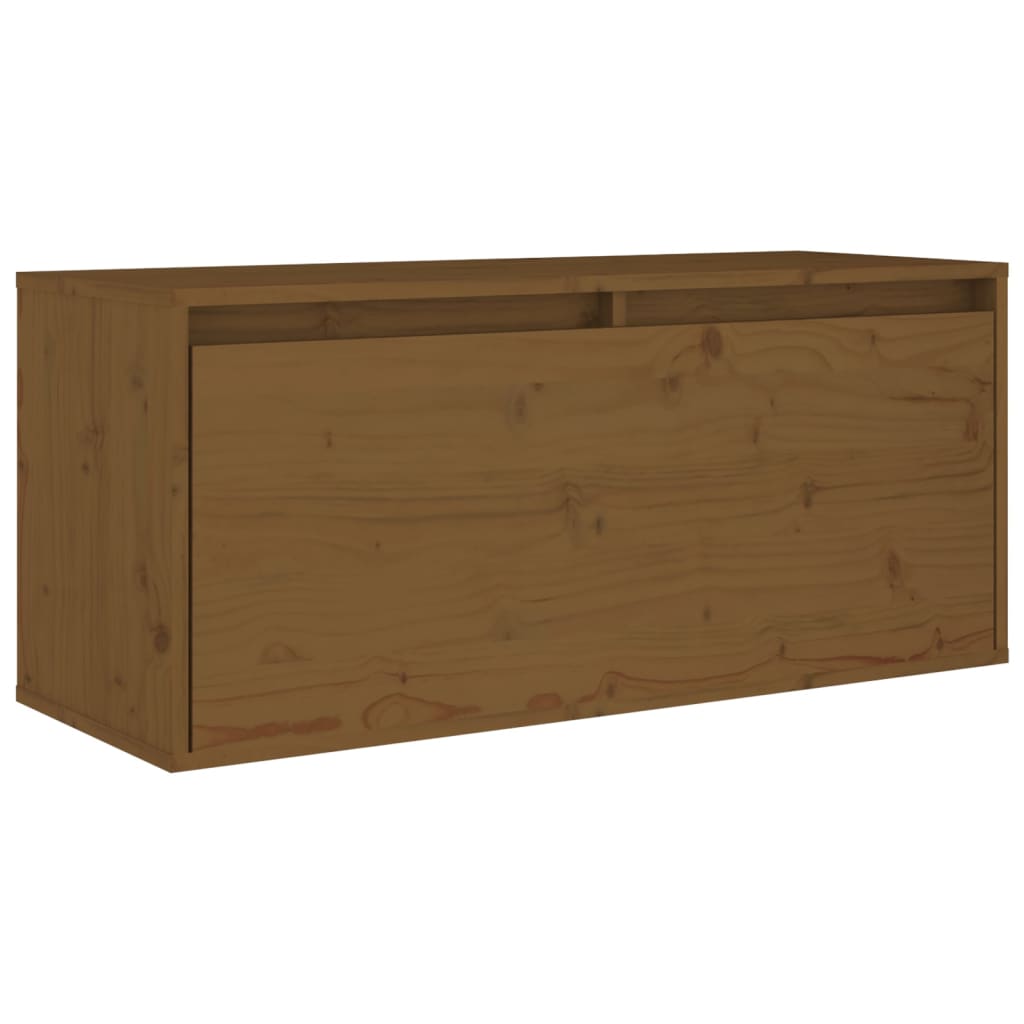 Wandkast 80X30X35 Cm Massief Grenenhout Honingbruin - Design Meubelz