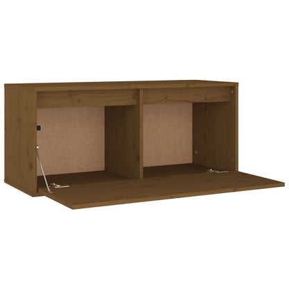 Wandkast 80X30X35 Cm Massief Grenenhout Honingbruin - Design Meubelz