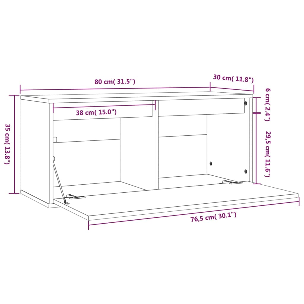 Wandkast 80X30X35 Cm Massief Grenenhout Honingbruin - Design Meubelz