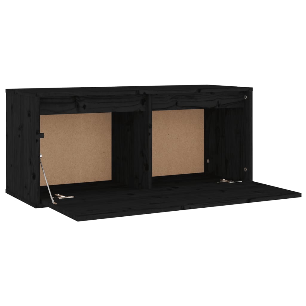 Wandkast 80X30X35 Cm Massief Grenenhout Zwart - Design Meubelz