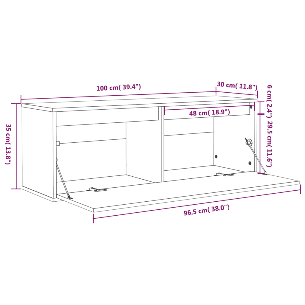 Wandkast 100X30X35 Cm Massief Grenenhout - Design Meubelz