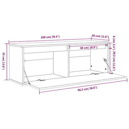 Wandkast 100X30X35 Cm Massief Grenenhout - Design Meubelz