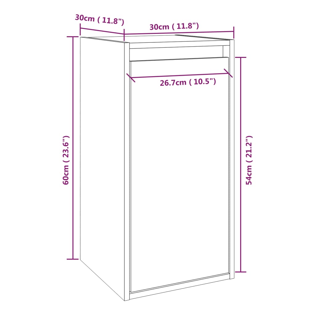 Wandkast 30X30X60 Cm Massief Grenenhout Honingbruin - Design Meubelz