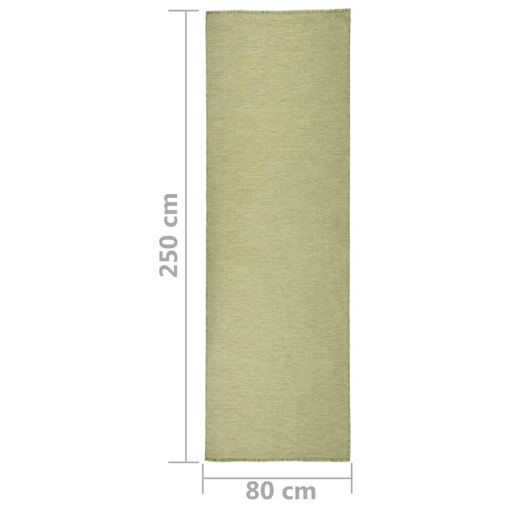 Buitenkleed Platgeweven 80X250 Cm Groen - Design Meubelz