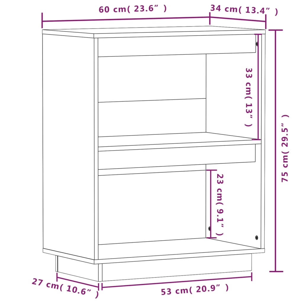 Wandkast 60X34X75 Cm Massief Grenenhout Honingbruin - Design Meubelz