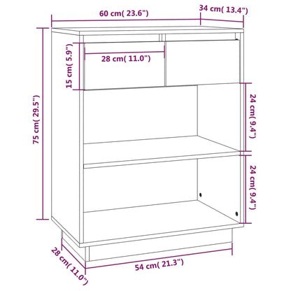 Wandkast 60X34X75 Cm Massief Grenenhout Zwart - Design Meubelz