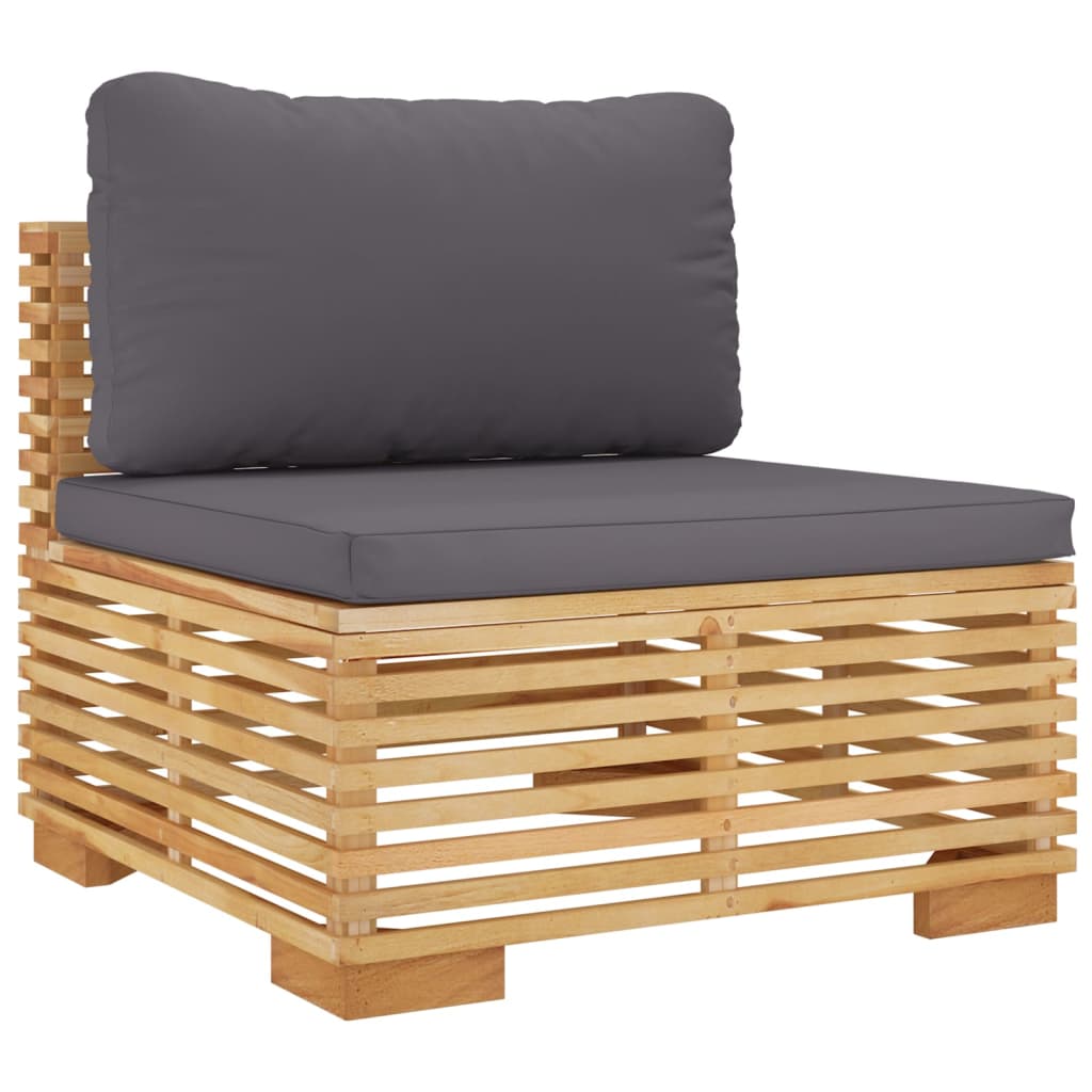 5-Delige Loungeset Met Kussens Massief Teakhout - Design Meubelz