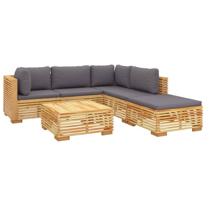 6-Delige Loungeset Met Kussens Massief Teakhout - Design Meubelz