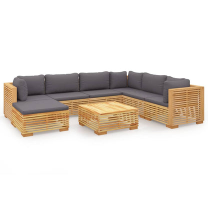 8-Delige Loungeset Met Kussens Massief Teakhout - Design Meubelz