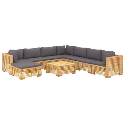 9-Delige Loungeset Met Kussens Massief Teakhout - Design Meubelz