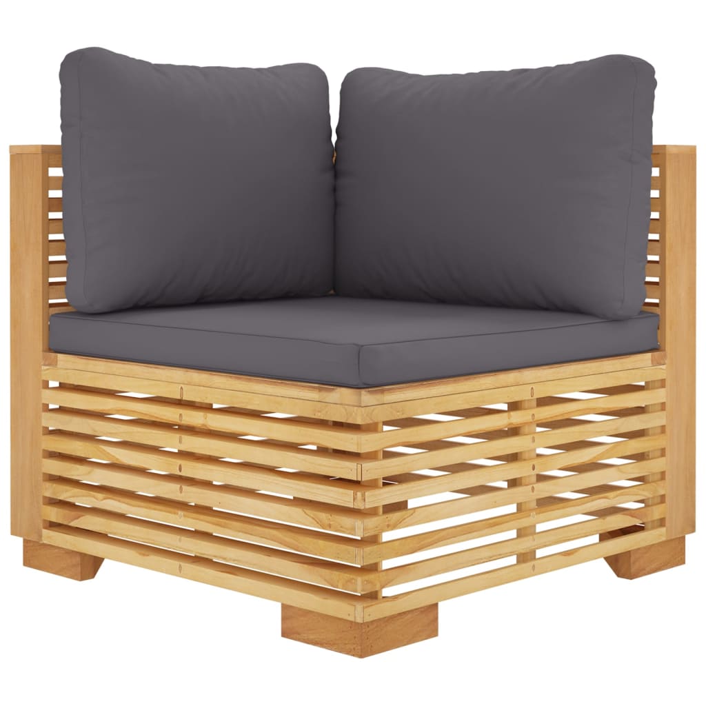 9-Delige Loungeset Met Kussens Massief Teakhout - Design Meubelz