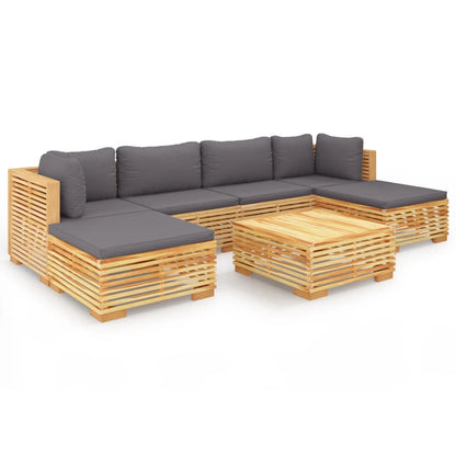 7-Delige Loungeset Met Kussens Massief Teakhout - Design Meubelz