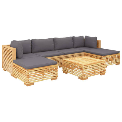 7-Delige Loungeset Met Kussens Massief Teakhout - Design Meubelz