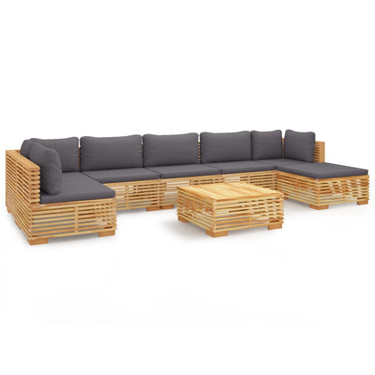 8-Delige Loungeset Met Kussens Massief Teakhout - Design Meubelz