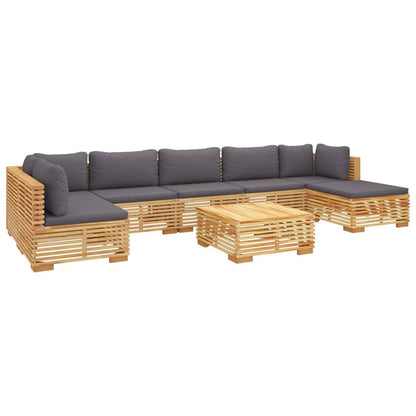 8-Delige Loungeset Met Kussens Massief Teakhout - Design Meubelz