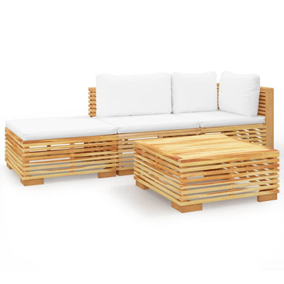 4-Delige Loungeset Met Kussens Massief Teakhout - Design Meubelz