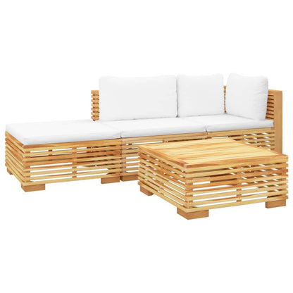 4-Delige Loungeset Met Kussens Massief Teakhout - Design Meubelz