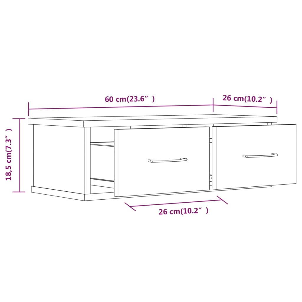 Wandkast 60X26X18,5 Cm Bewerkt Hout Gerookt Eikenkleurig - Design Meubelz