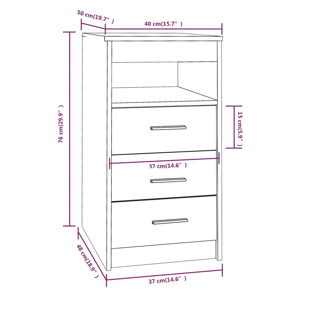 Ladekast 40X50X76 Cm Bewerkt Hout Gerookt Eikenkleurig - Design Meubelz