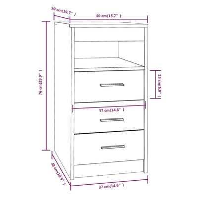 Ladekast 40X50X76 Cm Bewerkt Hout Bruineikenkleurig - Design Meubelz