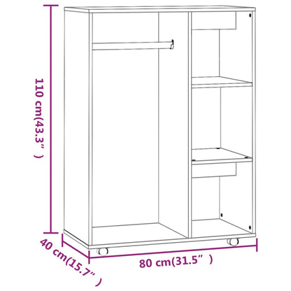 Kledingkast 80X40X110 Cm Bewerkt Hout Gerookt Eikenkleurig - Design Meubelz