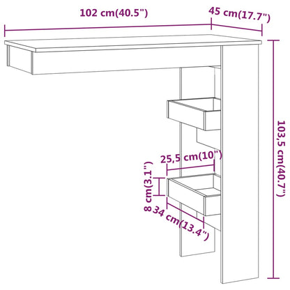 Bartafel Wandgemonteerd 102X45X103,5 Cm Bewerkt Hout Grijs - Design Meubelz