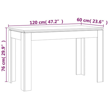 Eettafel 120X60X76 Cm Bewerkt Hout Bruineikenkleurig - Design Meubelz