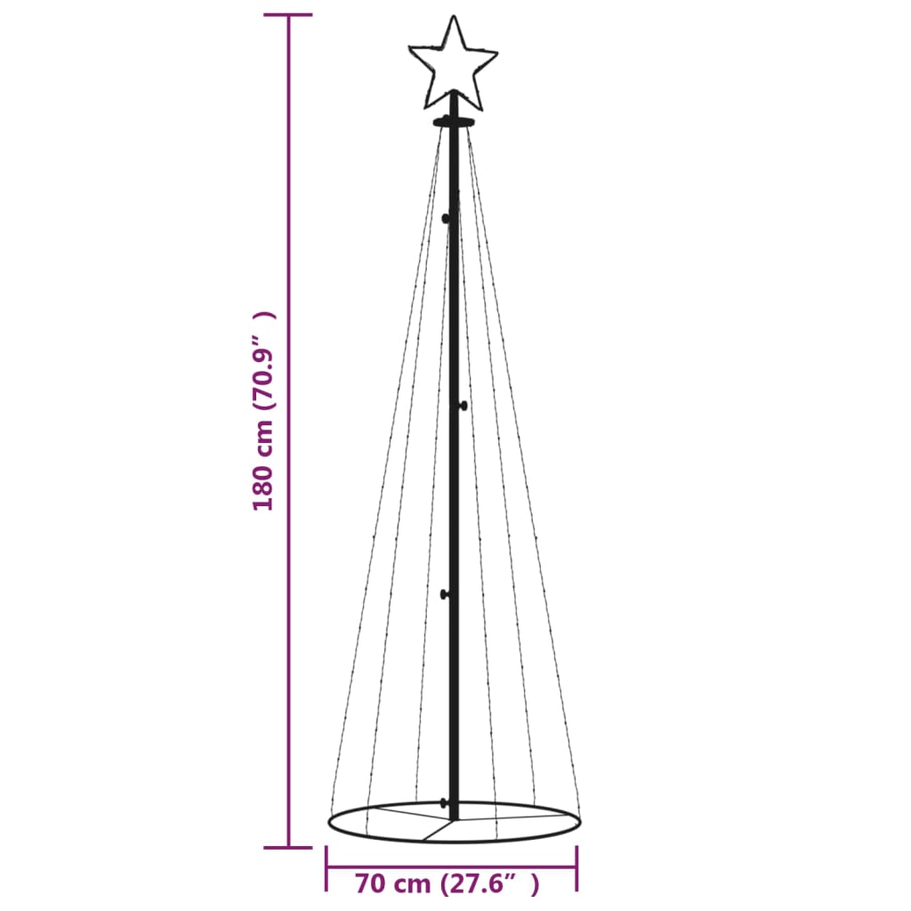 Kegelkerstboom 108 Led's 70X180 Cm Koudwit 180 x 70 cm - Design Meubelz