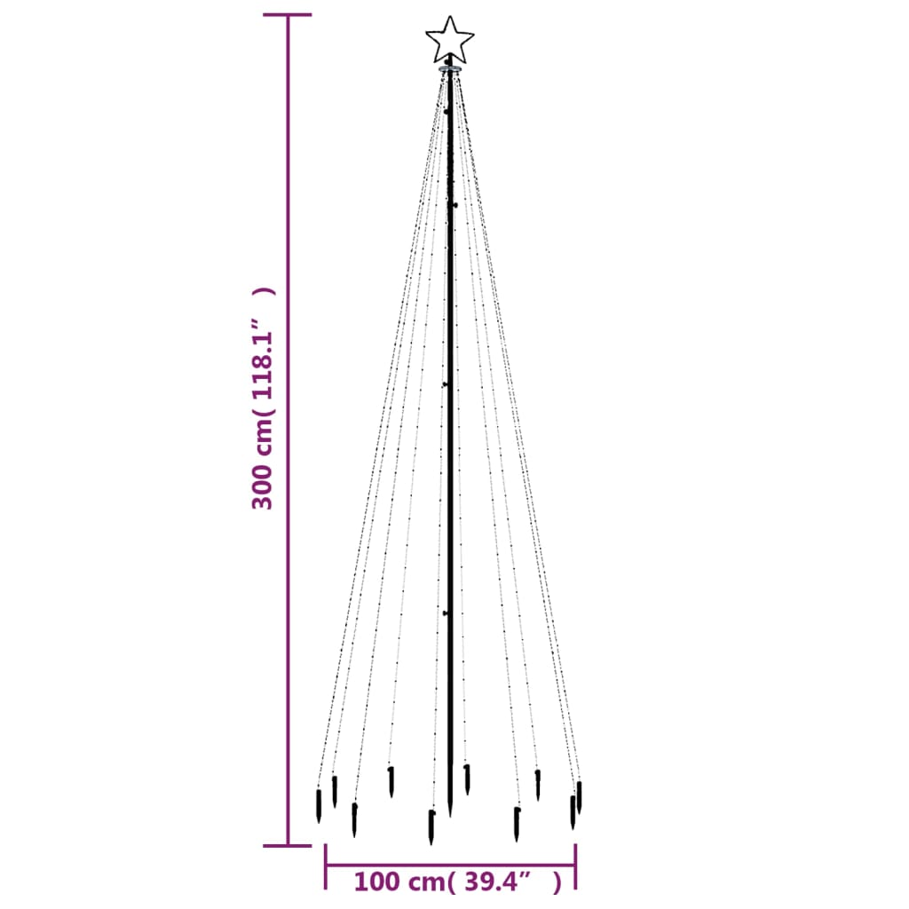 Kerstboom Met Grondpin 310 Led's Warmwit 300 Cm Warmwit - Design Meubelz