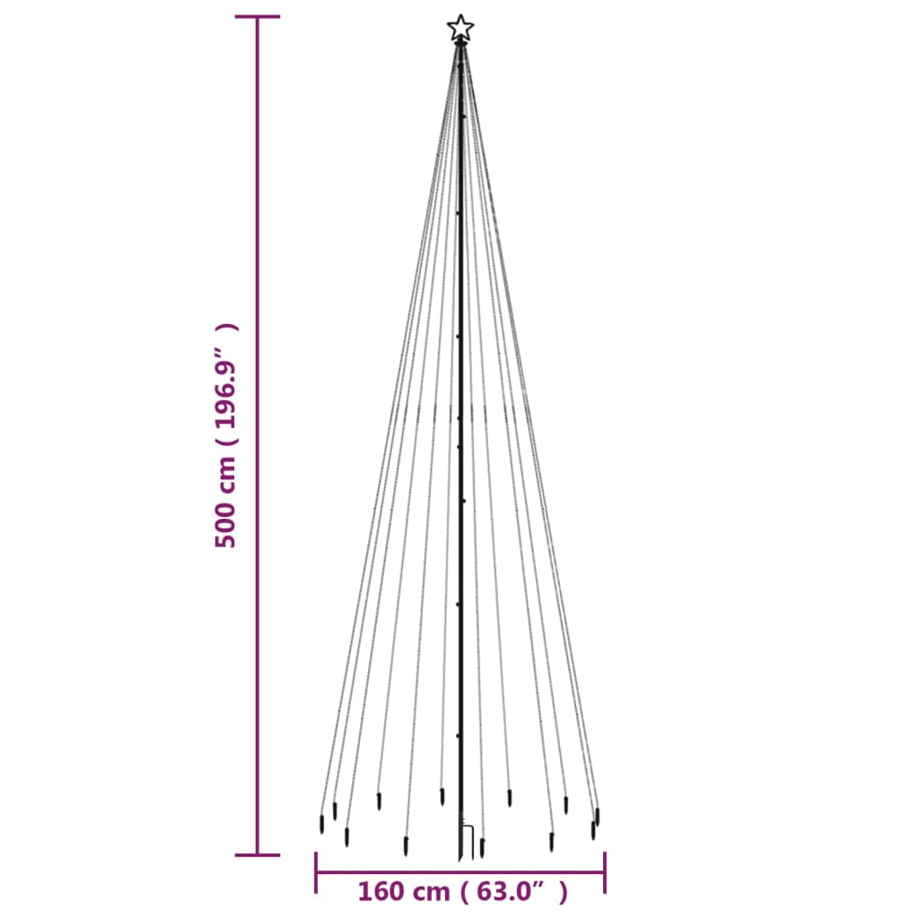 Kerstboom Met Grondpin 732 Led's Koudwit 500 Cm Koudwit - Design Meubelz