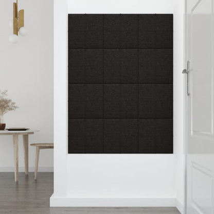 Wandpanelen 12 St 1,08 M² 30X30 Cm Stof Zwart 30 x 30 cm - Design Meubelz