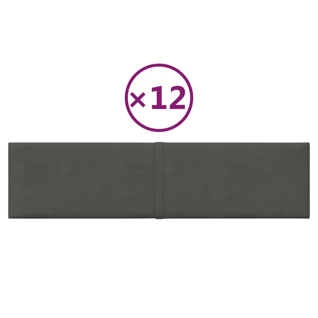 Wandpanelen 12 St 1,08 M² 60X15 Cm Fluweel Donkergrijs 60 x 15 cm - Design Meubelz