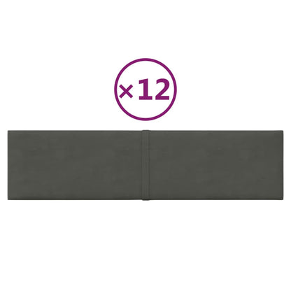 Wandpanelen 12 St 1,08 M² 60X15 Cm Fluweel Donkergrijs 60 x 15 cm - Design Meubelz