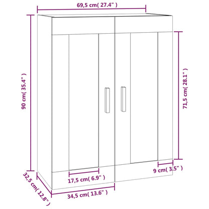 Wandkast 69,5X32,5X90 Cm Bewerkt Hout Zwart - Design Meubelz