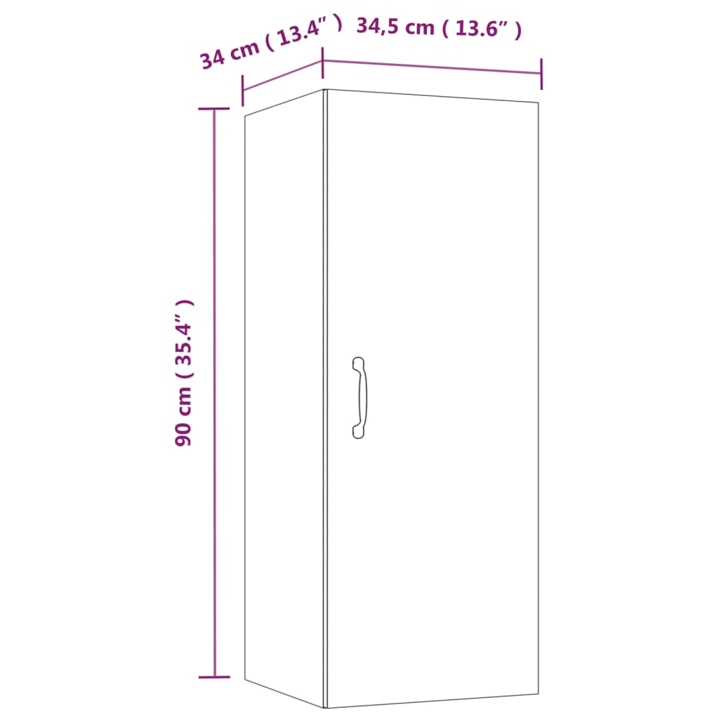 Wandkast 34,5X34X90 Cm Bewerkt Hout Sonoma Eikenkleurig - Design Meubelz