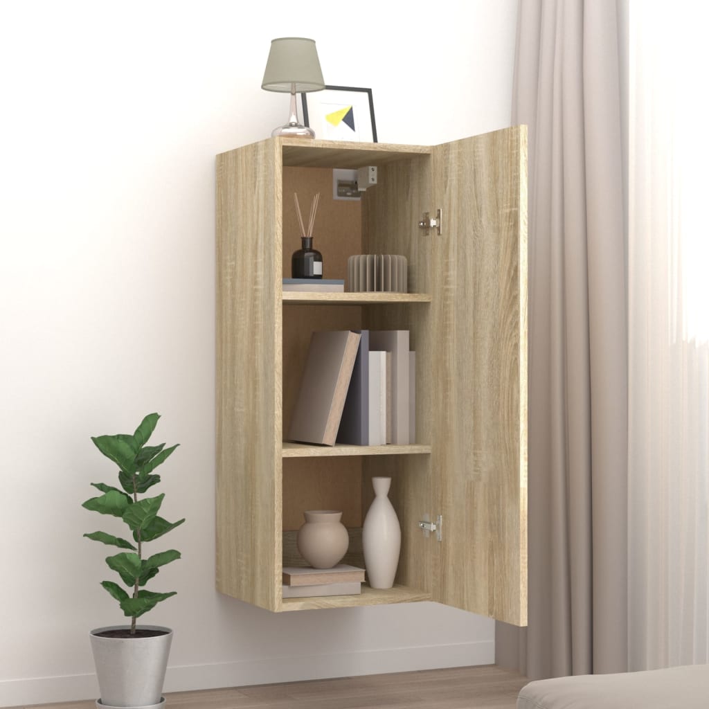 Wandkast 34,5X34X90 Cm Bewerkt Hout Sonoma Eikenkleurig - Design Meubelz