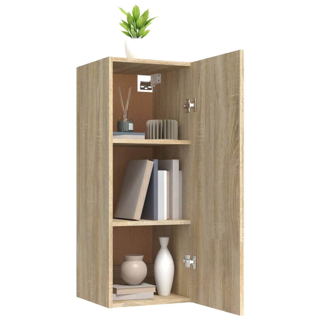 Wandkast 34,5X34X90 Cm Bewerkt Hout Sonoma Eikenkleurig - Design Meubelz