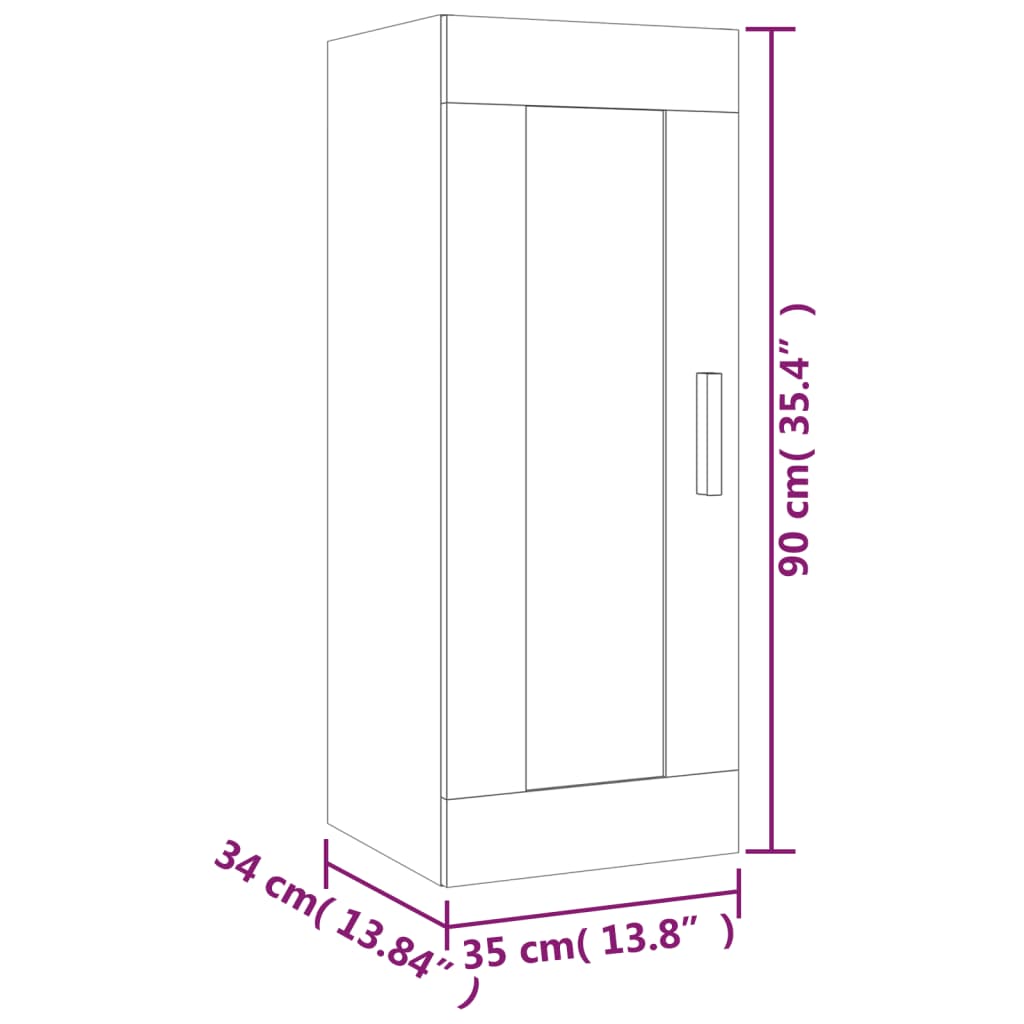 Wandkast 35X34X90 Cm Bewerkt Hout Wit - Design Meubelz