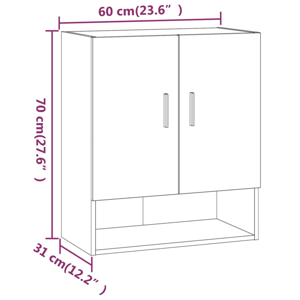 Wandkast 60X31X70 Cm Bewerkt Hout Zwart - Design Meubelz